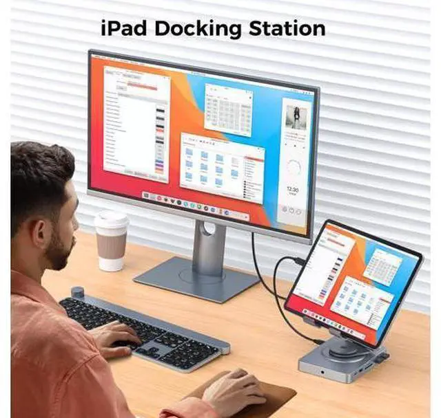 Alt view image 2 of 5 - Versatile USB C Docking Station for iPad, 11-in-1 with SD TF 4.0 Reader, 4K@60Hz HDMI, RJ45, Audio, USB A, USB C, Rotatable Dock for Tablet, iPad/Pro, Steam Deck, ROG Ally, Legion Go, with 65W Adapter