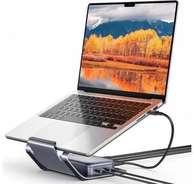 Main image of JSAUX Laptop USB C Docking Station, 10 in 1 USB C Magnetic Hub with Laptop Stand, 4K@60hz HDMI, 100W PD, USB A&C 3.0, 1000Mbps Ethernet, SD/TF, for HP/MacBook/Dell/Lenovo etc
