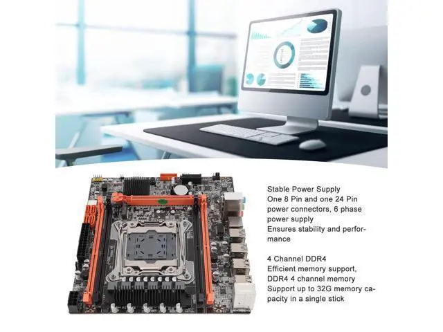 Alt view image 2 of 5 - X99 Motherboard, LGA 2011-3 4 Channel DDR4 PCIe X16, SATA3.0, NVME M.2 Port, USB3.0/2.0 Interface Computer Motherboard