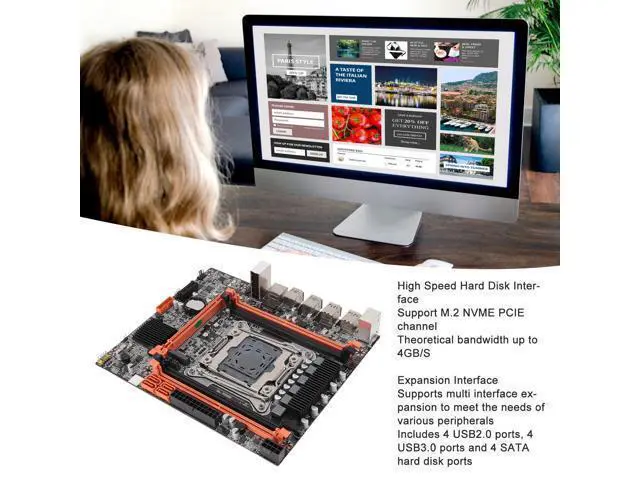 Alt view image 3 of 5 - X99 Motherboard, LGA 2011-3 4 Channel DDR4 PCIe X16, SATA3.0, NVME M.2 Port, USB3.0/2.0 Interface Computer Motherboard