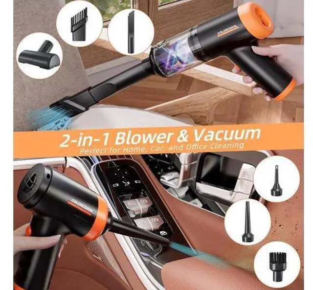 Alt view image 3 of 7 - COLORCORAL Handheld Vacuum Cordless Rechargeable 16000Pa High Power Car Vacuum Portable with Brushless Motor, 4 in 1 Portable Vacuum Cleaner with Cleaning Gel for Home, Car and Office