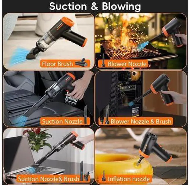 Alt view image 4 of 7 - COLORCORAL Handheld Vacuum Cordless Rechargeable 16000Pa High Power Car Vacuum Portable with Brushless Motor, 4 in 1 Portable Vacuum Cleaner with Cleaning Gel for Home, Car and Office