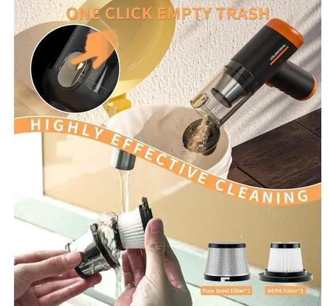 Alt view image 7 of 7 - COLORCORAL Handheld Vacuum Cordless Rechargeable 16000Pa High Power Car Vacuum Portable with Brushless Motor, 4 in 1 Portable Vacuum Cleaner with Cleaning Gel for Home, Car and Office