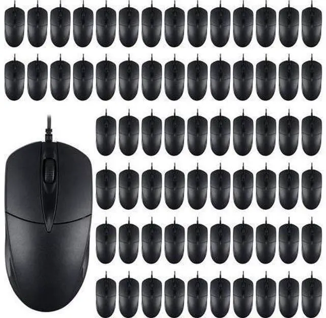 Main image of 50 Pcs Black Wired USB Computer Mouse Bulk 1000 DPI 3 Button Corded Mouse with Home Office Noiseless Simple USB for Computer Laptop Desktop PC
