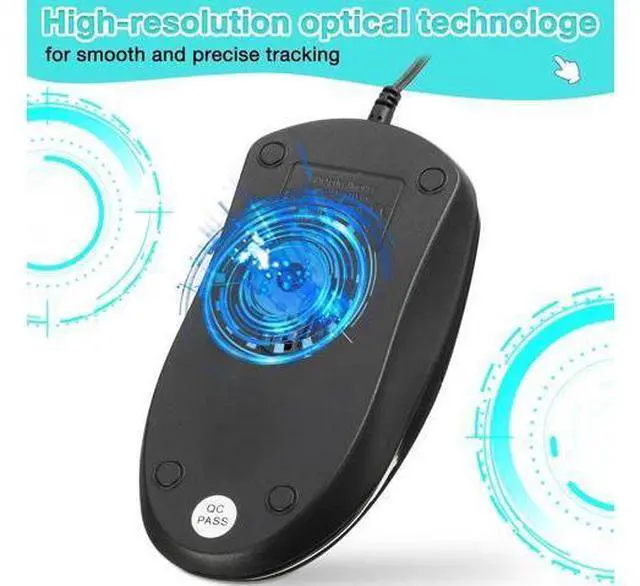 Alt view image 5 of 7 - 50 Pcs Black Wired USB Computer Mouse Bulk 1000 DPI 3 Button Corded Mouse with Home Office Noiseless Simple USB for Computer Laptop Desktop PC