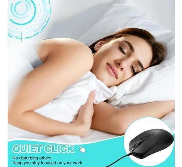 Alt view image 6 of 7 - 50 Pcs Black Wired USB Computer Mouse Bulk 1000 DPI 3 Button Corded Mouse with Home Office Noiseless Simple USB for Computer Laptop Desktop PC