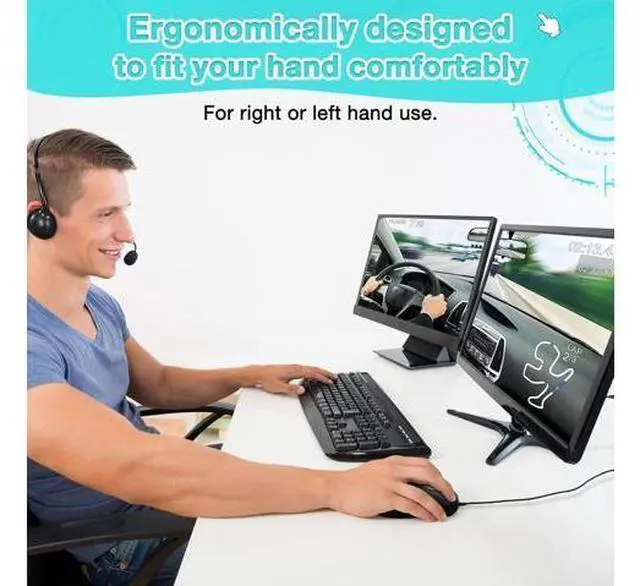 Alt view image 7 of 7 - 50 Pcs Black Wired USB Computer Mouse Bulk 1000 DPI 3 Button Corded Mouse with Home Office Noiseless Simple USB for Computer Laptop Desktop PC