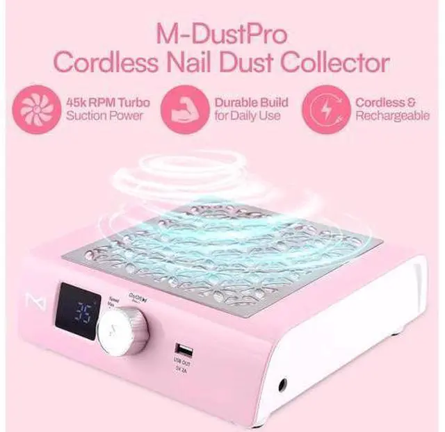 Alt view image 4 of 7 - M - DustPro Cordless Rechargeable Nail Dust Collector | 45K RPM Powerful Suction | Ultra-Quiet Brushless Nail Vacuum with Reusable Filter | Professional & Home Salon Use (Violet)