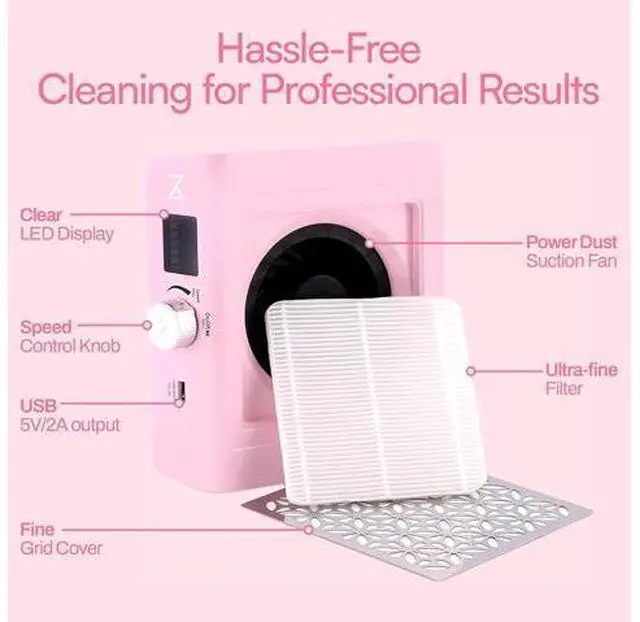 Alt view image 5 of 7 - M - DustPro Cordless Rechargeable Nail Dust Collector | 45K RPM Powerful Suction | Ultra-Quiet Brushless Nail Vacuum with Reusable Filter | Professional & Home Salon Use (Violet)