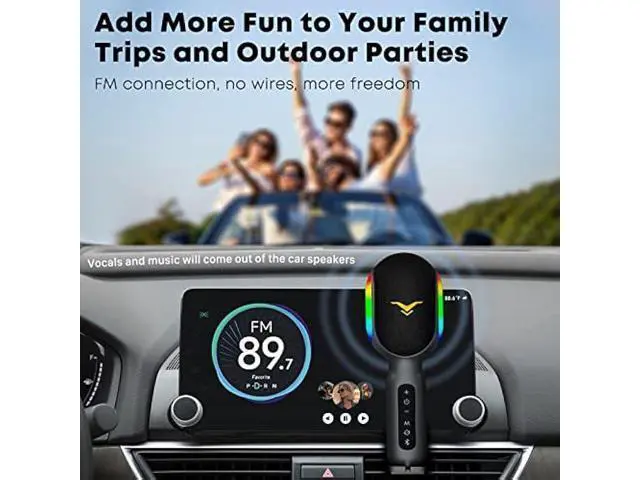 Alt view image 5 of 5 - Wireless Bluetooth Karaoke Microphone, 5-in-1 Portable Handheld Mic Speaker with Dynamic RGB Lights, Mini Karaoke Machine for Car Travel Home Party, Music Recording, Duet Singing, Gift for Kids Adults