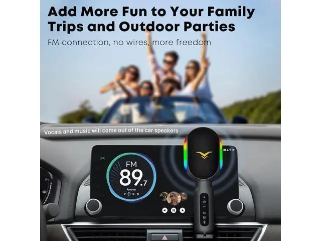 Alt view image 3 of 6 - Wireless Bluetooth Karaoke Microphone, 5-in-1 Portable Handheld Mic Speaker with Dynamic RGB Lights, Mini Karaoke Machine for Car Travel Home Party, Music Recording, Duet Singing, Gift for Kids Adults