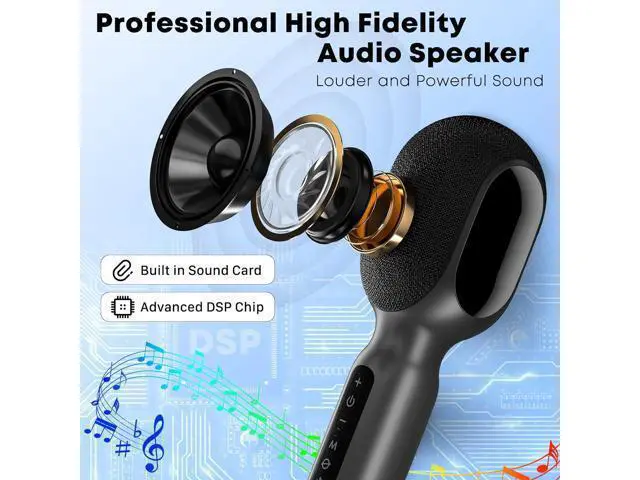 Alt view image 5 of 6 - Wireless Bluetooth Karaoke Microphone, 5-in-1 Portable Handheld Mic Speaker with Dynamic RGB Lights, Mini Karaoke Machine for Car Travel Home Party, Music Recording, Duet Singing, Gift for Kids Adults