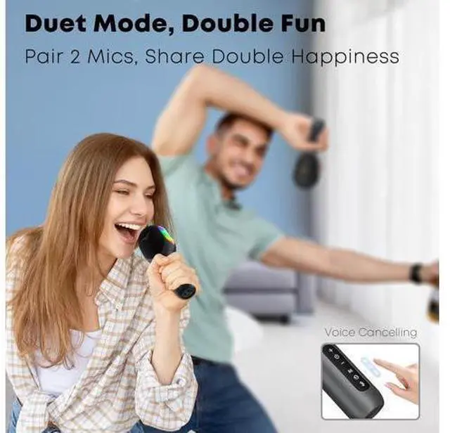 Alt view image 4 of 6 - Wireless Bluetooth Karaoke Microphone, 5-in-1 Portable Handheld Mic Speaker with Dynamic RGB Lights, Mini Karaoke Machine for Car Travel Home Party, Music Recording, Duet Singing, Gift for Kids Adults
