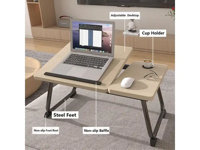 Alt view image 2 of 5 - Laptop Desk for Bed,Asltoy Laptop Bed Tray Table,Foldable Lap Desk Stand Notebook Desk Adjustable Table for Bed Portable Notebook Bed Tray Lap Tablet with Cup Holder (Pink)