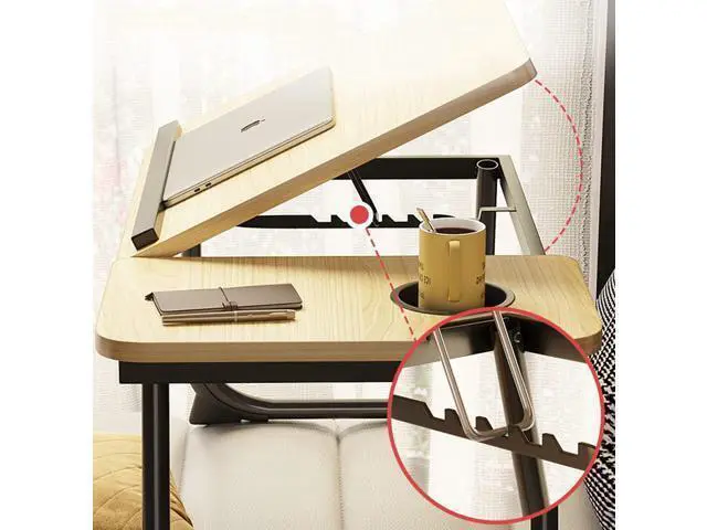 Alt view image 3 of 5 - Laptop Desk for Bed,Asltoy Laptop Bed Tray Table,Foldable Lap Desk Stand Notebook Desk Adjustable Table for Bed Portable Notebook Bed Tray Lap Tablet with Cup Holder (Pink)