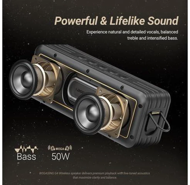 Alt view image 2 of 7 - BOGASING G4 Bluetooth Speaker, Portable Wireless Speakers, 50W Stunning & Balanced Sound with Rich Bass, 24H Playtime, IPX7 Waterproof, Bluetooth 5.3, EQ, TWS, TF-Card, AUX, USB, for Outdoor Home