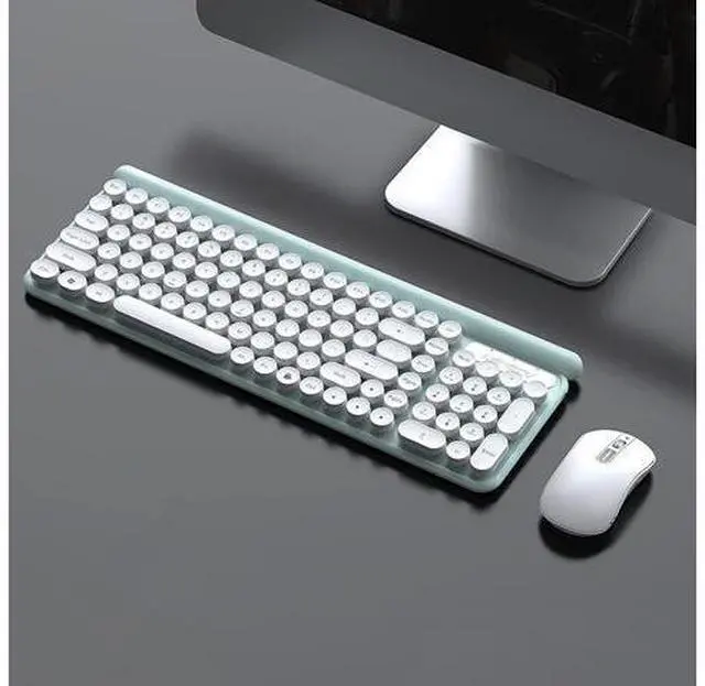 Alt view image 2 of 5 - Wireless Mouse and Keyboard Combo,Ultra Thin 2.4G Cordless Punk Style Office Keyboard with USB Ergonomic Optical Mice Set for PC Laptops Notebooks Computer (Light Green)