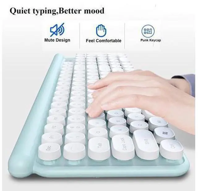 Alt view image 5 of 5 - Wireless Mouse and Keyboard Combo,Ultra Thin 2.4G Cordless Punk Style Office Keyboard with USB Ergonomic Optical Mice Set for PC Laptops Notebooks Computer (Light Green)