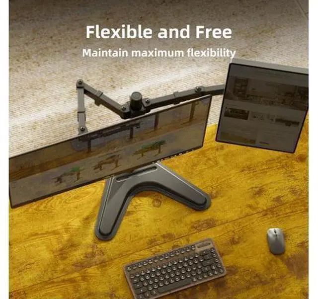 Alt view image 4 of 5 - Claiks Dual Monitor Mount, Ergonomic Adjustable Monitor Arm for Max 32 inch Screens, Adjustable Computer Monitor Stand up to 40 lbs, VESA Mounting Holes 75&100mm, Black