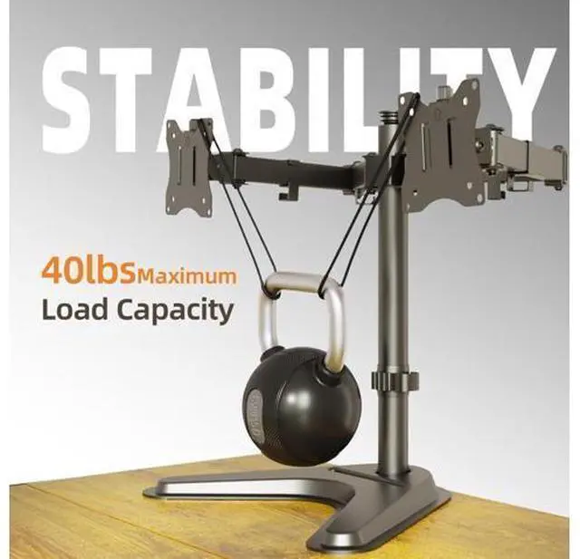Alt view image 2 of 5 - Claiks Dual Monitor Mount, Ergonomic Adjustable Monitor Arm for Max 32 inch Screens, Adjustable Computer Monitor Stand up to 40 lbs, VESA Mounting Holes 75&100mm, Black