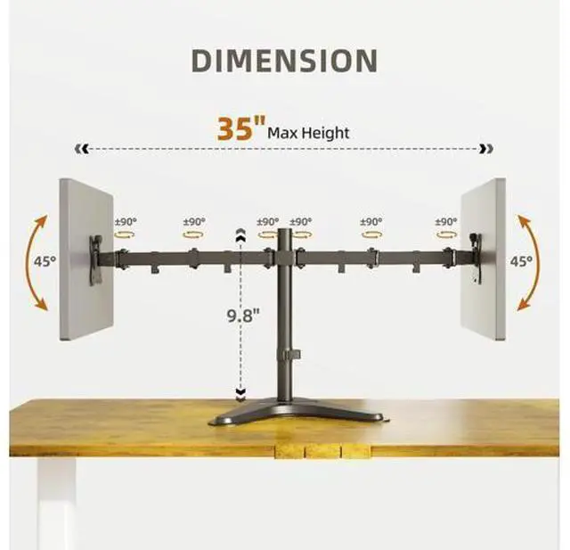 Alt view image 3 of 5 - Claiks Dual Monitor Mount, Ergonomic Adjustable Monitor Arm for Max 32 inch Screens, Adjustable Computer Monitor Stand up to 40 lbs, VESA Mounting Holes 75&100mm, Black