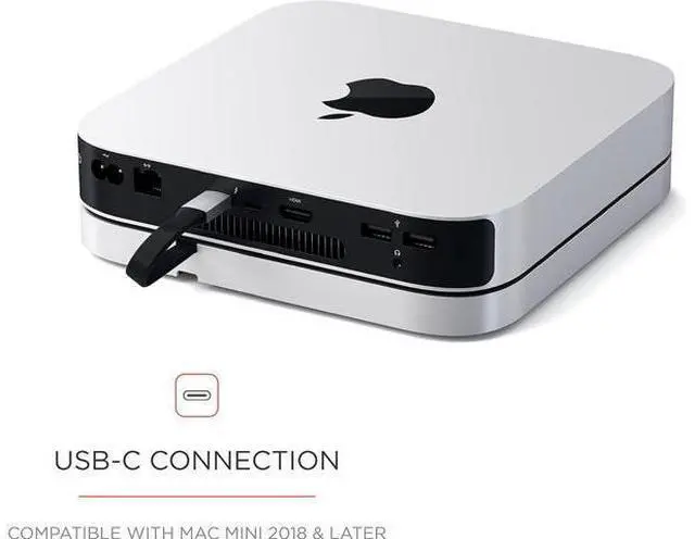 Alt view image 4 of 7 - USB C Hub Type-C Aluminum Stand & Hub USB-C Data Port Micro/SD Card Readers USB 3.0 & Headphone Jack Port for Mac mini M2/M1 (Not Compatible with M4) - Silver