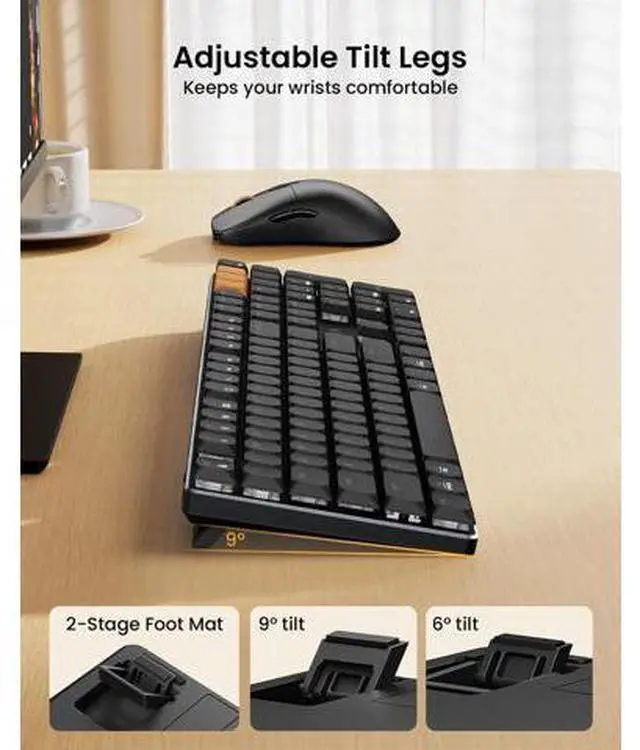 Alt view image 4 of 5 - ProtoArc KM310 Mechanical Keyboard and Mouse, Wireless Rechargeable Aluminum Keyboard Mouse, 2.4G+Dual Bluetooth, Low Profile Keys, Linear Red Switches, Multi-Device, for Windows/Mac - Black
