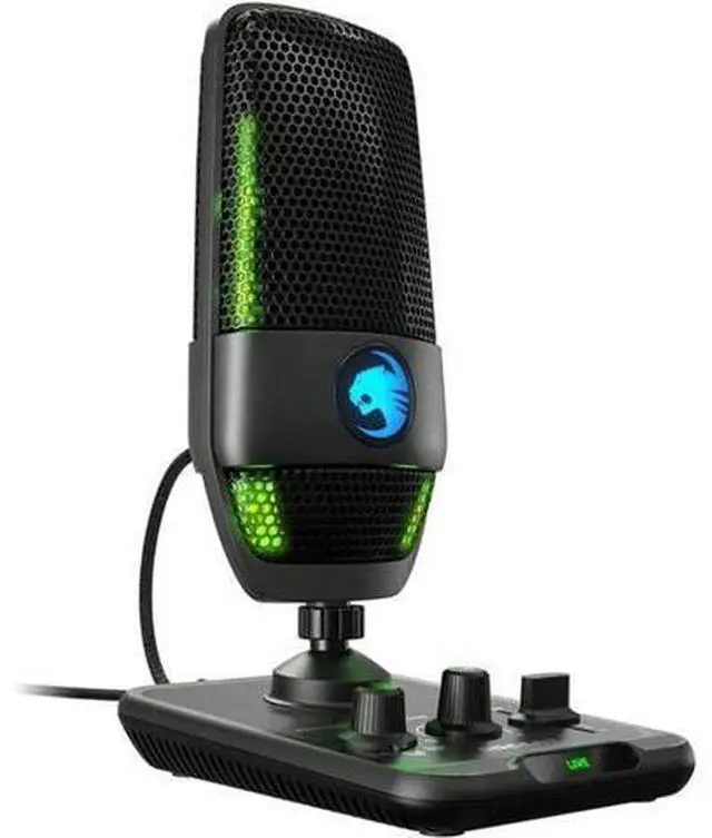 Alt view image 2 of 6 - ROCCAT Torch USB Microphone, Studio-Grade Audio, PC Computer Gaming Wired Mic, RGB AIMO Lighting with Indicator, For Streaming, Recording, Podcasting, Quick Mute, Boom Arm Compatible, Black