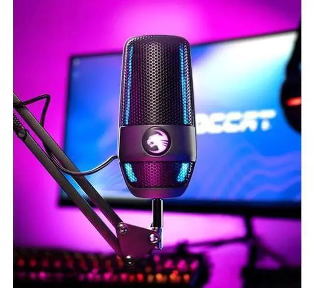 Alt view image 5 of 6 - ROCCAT Torch USB Microphone, Studio-Grade Audio, PC Computer Gaming Wired Mic, RGB AIMO Lighting with Indicator, For Streaming, Recording, Podcasting, Quick Mute, Boom Arm Compatible, Black