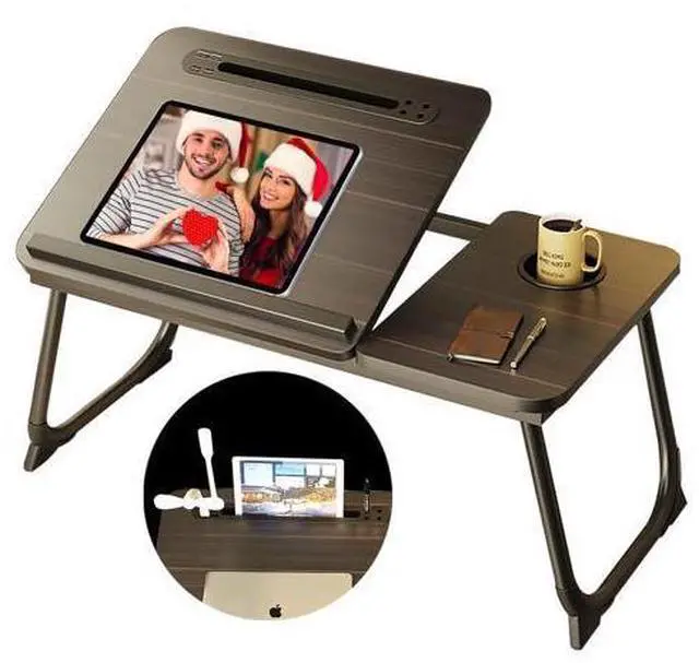 Main image of Laptop Desk for Bed,Asltoy Laptop Bed Tray Table,Foldable Lap Desk Stand Notebook Desk Adjustable Laptop Table for Bed Portable Notebook Bed Tray Lap Tablet with Cup Holder (BK with USB)