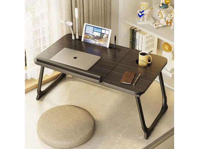 Alt view image 2 of 5 - Laptop Desk for Bed,Asltoy Laptop Bed Tray Table,Foldable Lap Desk Stand Notebook Desk Adjustable Laptop Table for Bed Portable Notebook Bed Tray Lap Tablet with Cup Holder (BK with USB)