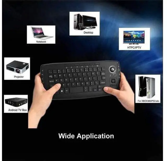 Alt view image 6 of 7 - Calvas E30 2.4GHz Wireless Keyboard with Trackball Mouse Scroll Wheel Remote Control for Android TV BOX Smart TV PC Notebook XBOX 360 - (Color: White)