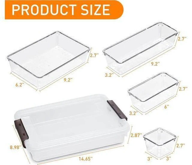 Alt view image 3 of 7 - Citylife 4PCS Plastic Storage Bins with Organizer Tray, Stackable Clear File Box, Versatile Craft Storage for Office, Kitchen, Bathroom and School Supplies, 24-pack