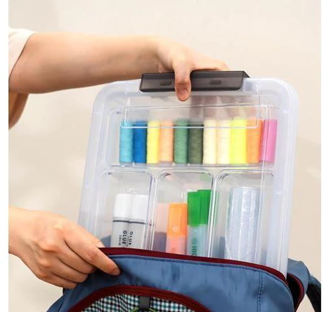 Alt view image 5 of 7 - Citylife 4PCS Plastic Storage Bins with Organizer Tray, Stackable Clear File Box, Versatile Craft Storage for Office, Kitchen, Bathroom and School Supplies, 24-pack