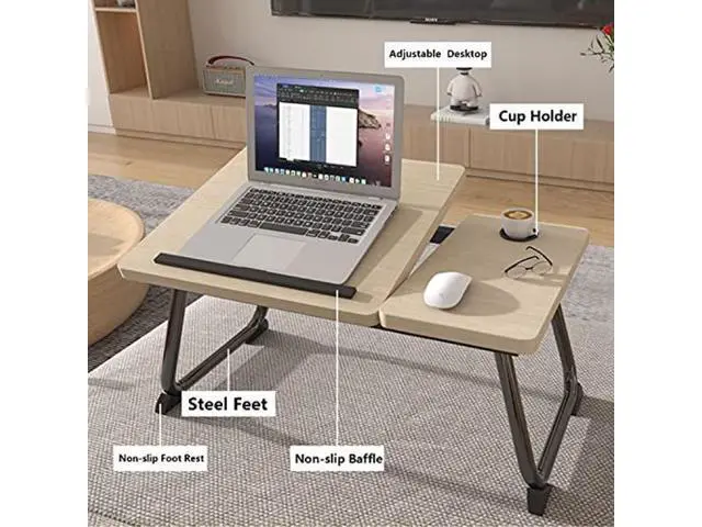 Alt view image 2 of 4 - Laptop Desk for Bed,Asltoy Laptop Bed Tray Table,Foldable Lap Desk Stand Notebook Desk Adjustable Laptop Table for Bed Portable Notebook Bed Tray Lap Tablet with Cup Holder (Pink)