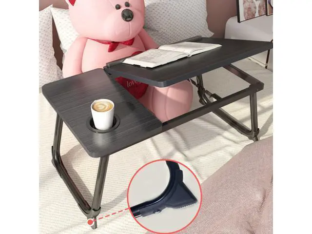 Alt view image 5 of 5 - Laptop Desk for Bed,Asltoy Laptop Bed Tray Table,Foldable Lap Desk Stand Notebook Desk Adjustable Table for Bed Portable Notebook Bed Tray Lap Tablet with Cup Holder (Pink)