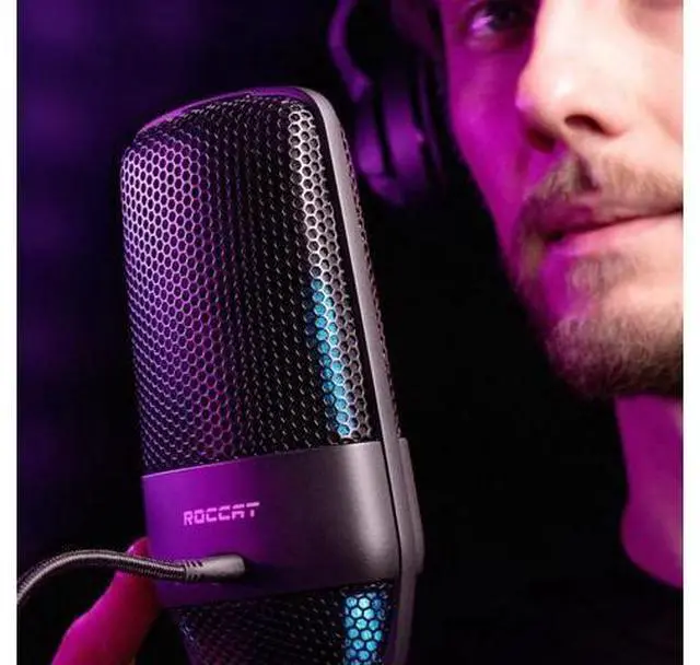 Alt view image 4 of 6 - ROCCAT Torch USB Microphone, Studio-Grade Audio, PC Computer Gaming Wired Mic, RGB AIMO Lighting with Indicator, For Streaming, Recording, Podcasting, Quick Mute, Boom Arm Compatible, Black