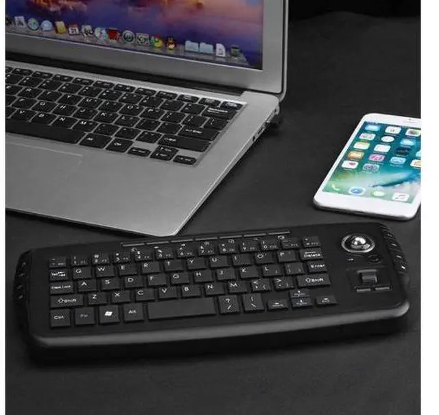 Alt view image 7 of 7 - Calvas E30 2.4GHz Wireless Keyboard with Trackball Mouse Scroll Wheel Remote Control for Android TV BOX Smart TV PC Notebook XBOX 360 - (Color: White)