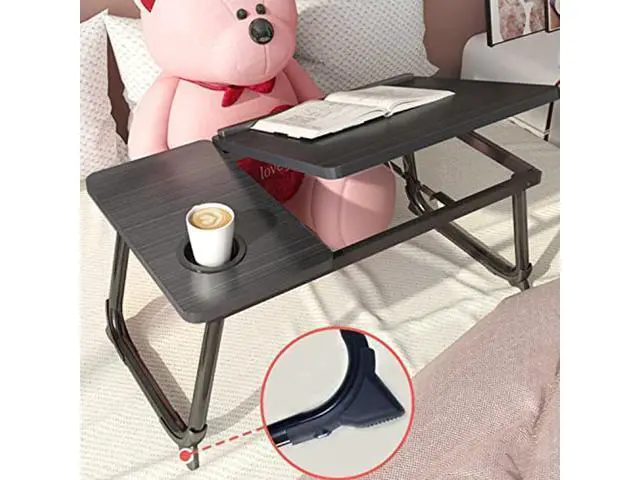 Alt view image 4 of 4 - Laptop Desk for Bed,Asltoy Laptop Bed Tray Table,Foldable Lap Desk Stand Notebook Desk Adjustable Laptop Table for Bed Portable Notebook Bed Tray Lap Tablet with Cup Holder (Pink)