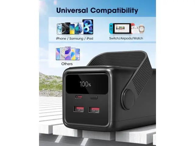 Alt view image 7 of 7 - Portable Charger 70000mAh Power Bank 22.5W Fast Charging USB C Battery Pack 3 Outputs LED Display LED Light External Cell Phone Huge Capacity Battery Bank for iPhone iPad Camping