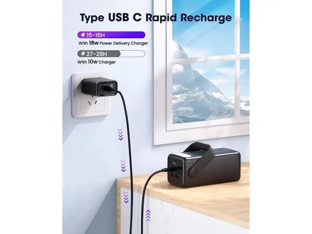 Alt view image 6 of 7 - Portable Charger 70000mAh Power Bank 22.5W Fast Charging USB C Battery Pack 3 Outputs LED Display LED Light External Cell Phone Huge Capacity Battery Bank for iPhone iPad Camping