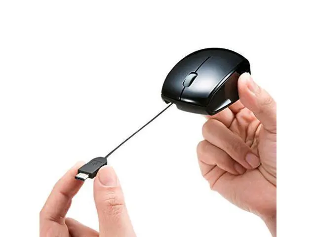Alt view image 2 of 7 - Sanwa Supply Blue LED Mouse (USB Type-C / Winding / Wired / Black) MA-BLC122BK