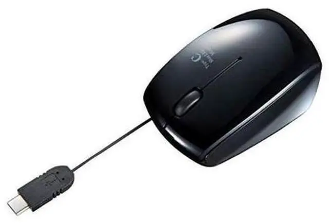 Main image of Sanwa Supply Blue LED Mouse (USB Type-C / Winding / Wired / Black) MA-BLC122BK
