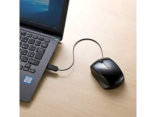 Alt view image 5 of 7 - Sanwa Supply Blue LED Mouse (USB Type-C / Winding / Wired / Black) MA-BLC122BK