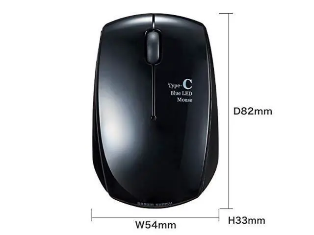 Alt view image 6 of 7 - Sanwa Supply Blue LED Mouse (USB Type-C / Winding / Wired / Black) MA-BLC122BK
