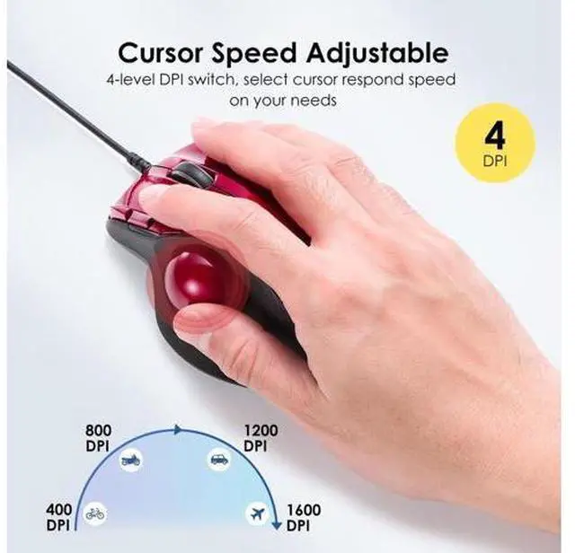 Alt view image 3 of 5 - SANWA TB44RN Wired Ergo Trackball Mouse + Multi Device Bluetooth Keyboard with Touchpad, Tilt Scroll, Programmable Roller Ball Mice, Rechargeable Keyboard, Compatible with Mac, Windows, Android, iOS