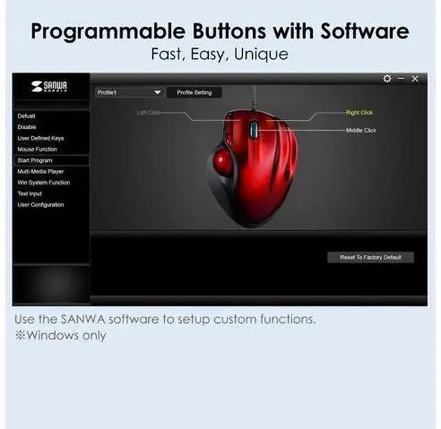 Alt view image 5 of 5 - SANWA TB44RN Wired Ergo Trackball Mouse + Multi Device Bluetooth Keyboard with Touchpad, Tilt Scroll, Programmable Roller Ball Mice, Rechargeable Keyboard, Compatible with Mac, Windows, Android, iOS