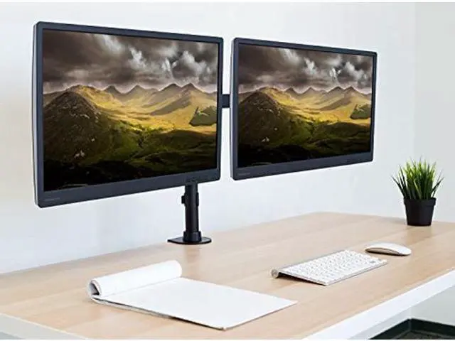 Alt view image 2 of 5 - Mount-It! Dual Monitor Mount | Double Monitor Desk Stand Arm | Fits 2 Computer Screens 17 19 20 21 22 24 27 Inch | Two VESA 75 100 Compatible Displays | C-Clamp and Grommet Bases Included