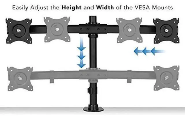 Alt view image 5 of 5 - Mount-It! Dual Monitor Mount | Double Monitor Desk Stand Arm | Fits 2 Computer Screens 17 19 20 21 22 24 27 Inch | Two VESA 75 100 Compatible Displays | C-Clamp and Grommet Bases Included