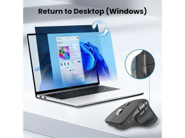 Alt view image 7 of 7 - Wireless Bluetooth Mouse Ergonomic Rechargeable Silent Mouse with Multi-Device Adjustable DPI Flying Scroll & Thumb Wheel Bluetooth Mice for Laptop Computer Tablet Smartphone (Black)